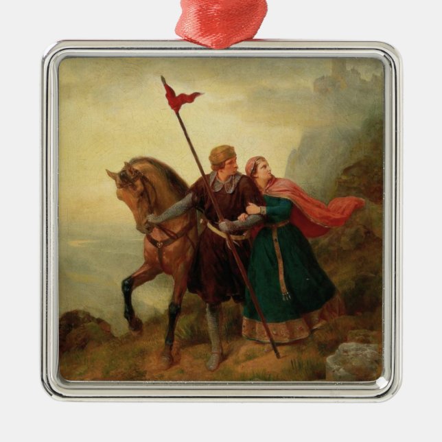 Walther and Hildegund Fleeing with their Horse Metal Ornament (Front)