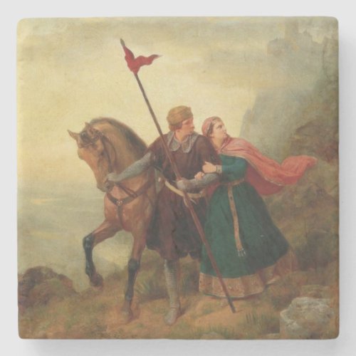 Walther and Hildegund Fleeing with their Horse Stone Coaster