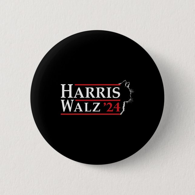 Waltz 2024 Election Cat Lady Kamala Harris Tim Wal Button (Front)