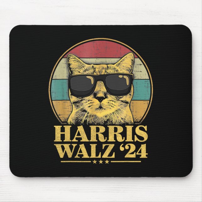 Waltz 2024 Election Cat Lady Kamala Harris Tim Wal Mouse Pad (Front)