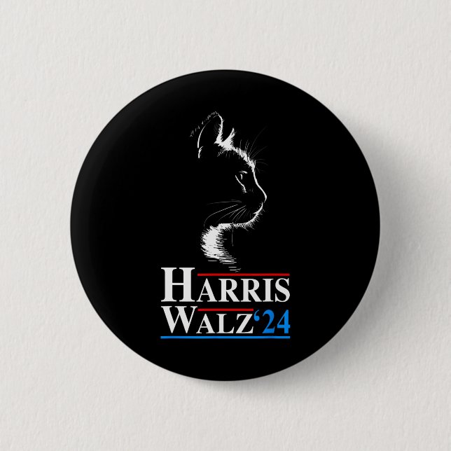 Waltz 2024 Election Funny Cat Kamala Harris Tim Wa Button (Front)
