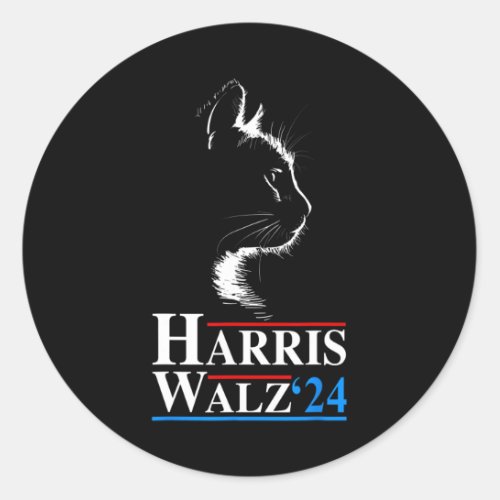 Waltz 2024 Election Funny Cat Kamala Harris Tim Wa Classic Round Sticker