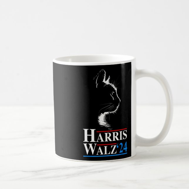 Waltz 2024 Election Funny Cat Kamala Harris Tim Wa Coffee Mug (Right)