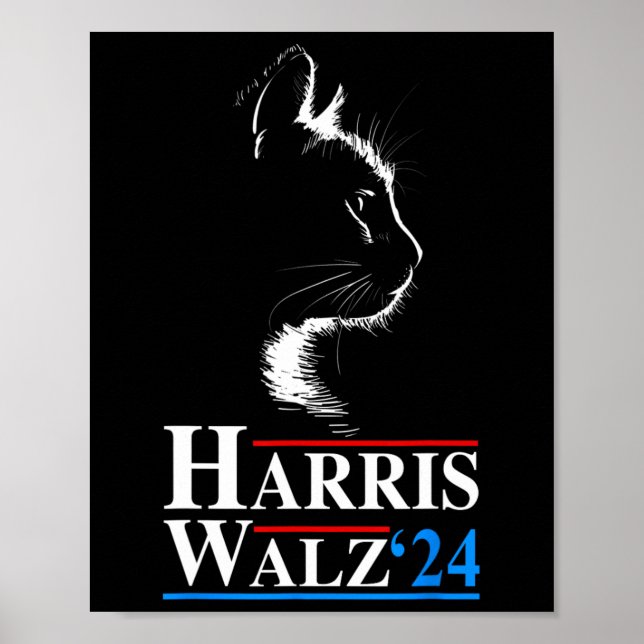 Waltz 2024 Election Funny Cat Kamala Harris Tim Wa Poster (Front)