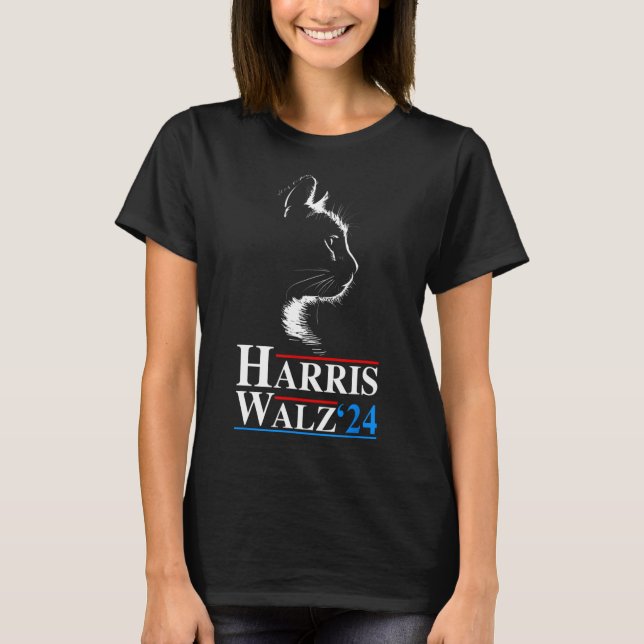 Waltz 2024 Election Funny Cat Kamala Harris Tim Wa T-Shirt (Front)