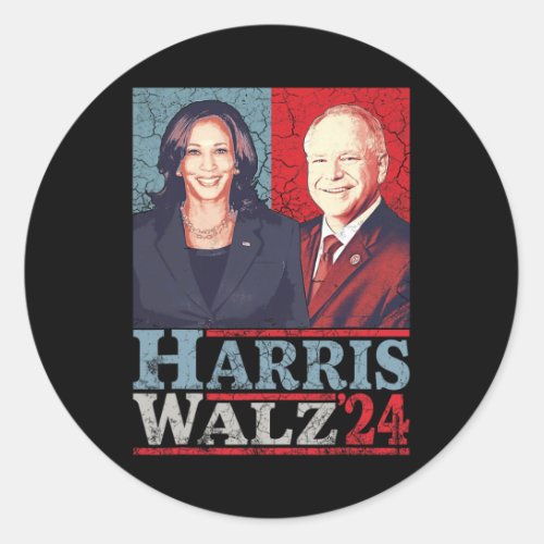 Waltz 2024 Election Kamala Harris Tim Waltz 2024 5 Classic Round Sticker