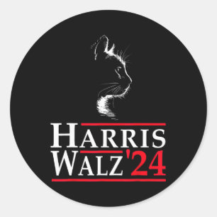 Waltz 2024 Funny Cat Vote For Kamala Harris Tim Wa Classic Round Sticker