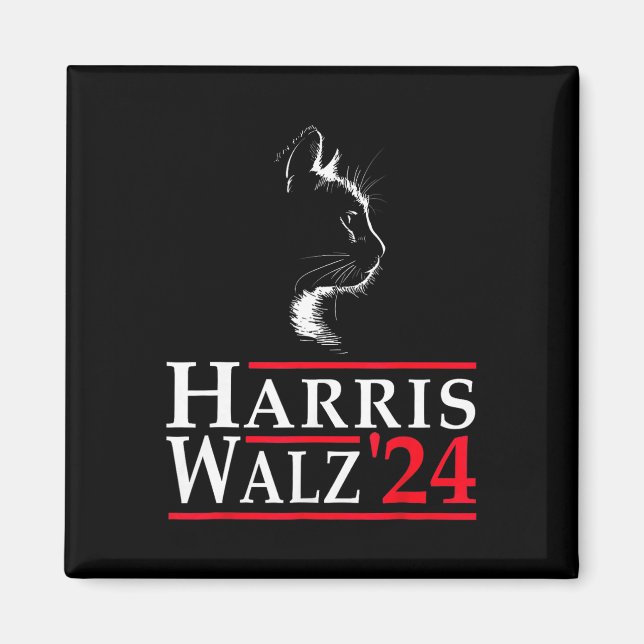 Waltz 2024 Funny Cat Vote For Kamala Harris Tim Wa Magnet (Front)