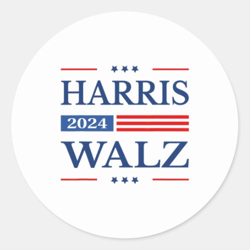 Waltz 2024 Kamala Harris 2024 Tim Waltz 2024 Usa F Classic Round Sticker