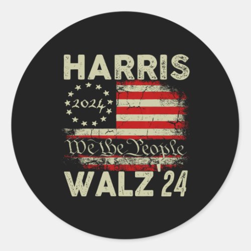 Waltz 2024 Kamala Harris 47th President Usa Americ Classic Round Sticker