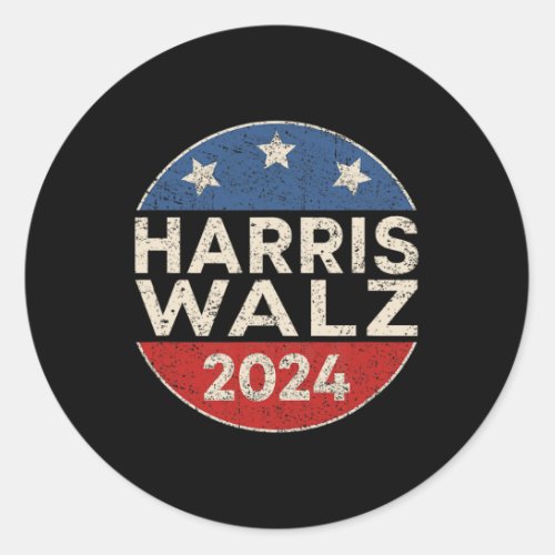 Waltz 2024 Retro Button Kamala Harris Tim Waltz 20 Classic Round Sticker