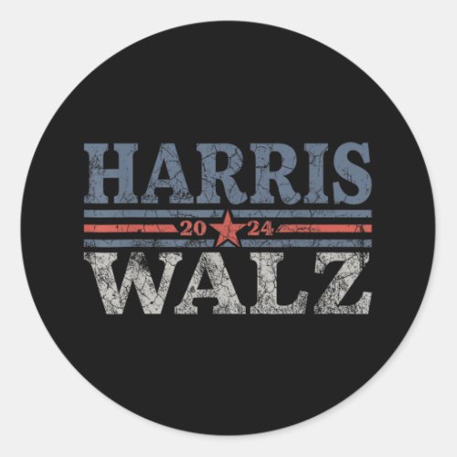 Waltz_2024 Retro Stripe Kamala Harris Tim Waltz_24 Classic Round Sticker