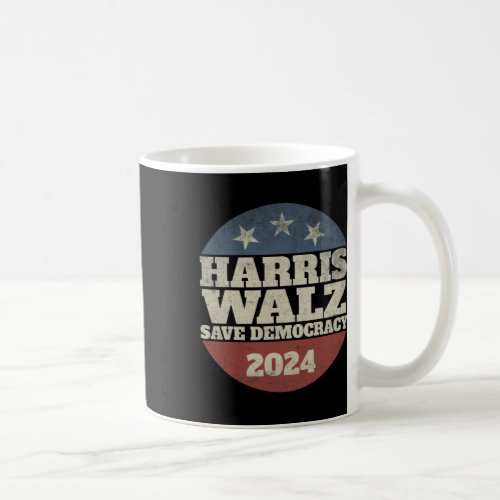 Waltz 2024 Save Democracy Shirt Retro Button Elect Coffee Mug