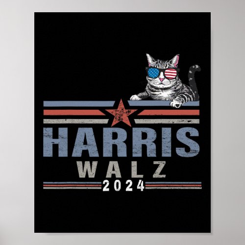 Waltz 24 For President Patriotic Kamala Funny Cat  Poster