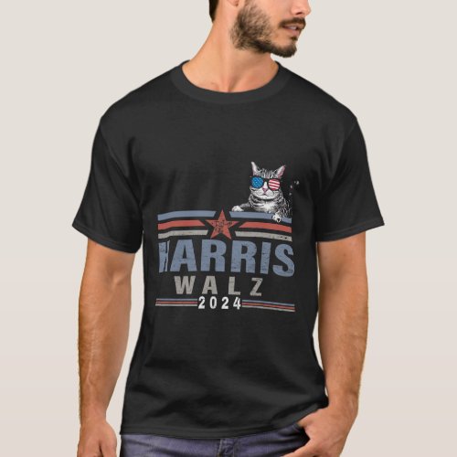 Waltz 24 For President Patriotic Kamala Funny Cat  T_Shirt