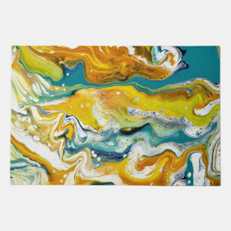 Waltz Across 2 Bold Golden Blue Abstract Door Mat