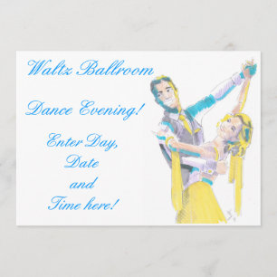 Waltz Ballroom Dancers Drawing Invitation