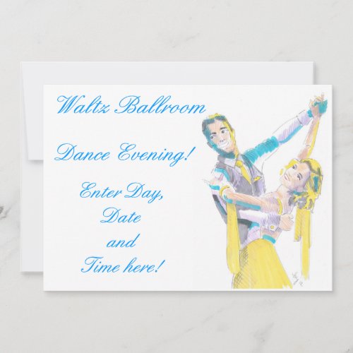 Waltz Ballroom Dancers Drawing Invitation