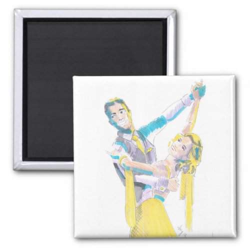 Waltz Ballroom Dancers Drawing Magnet