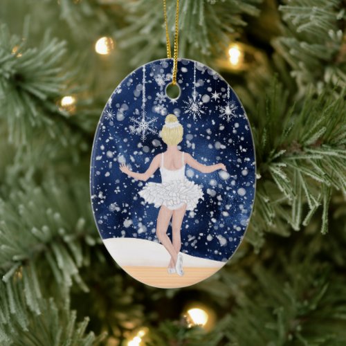 Waltz of Snowflakes Nutcracker Ballet Christmas Ceramic Ornament