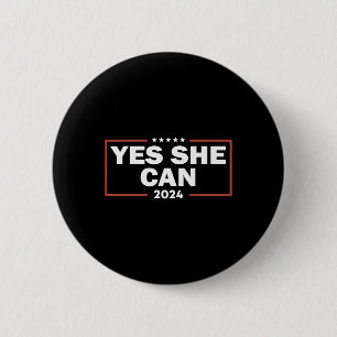 Waltz Yes She Can 2024 Election Vote Kamala Harris Button