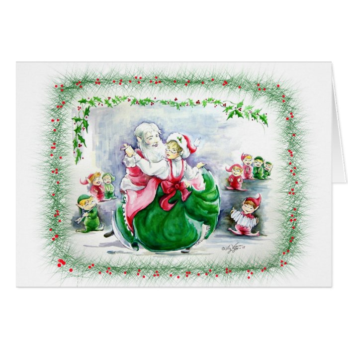 Waltzing Santa & Mrs. Claus Blank Greeting Card