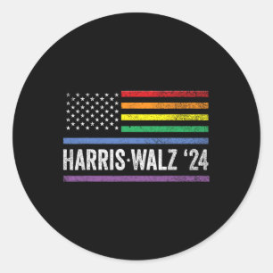 Walz 2024 Election Kamala Tim Waltz American Lgbt Classic Round Sticker