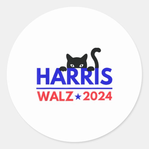 Walz 2024 Funny Cat Election Kamala Harris Tim Wal Classic Round Sticker