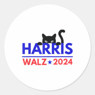 Walz 2024 Funny Cat Election Kamala Harris Tim Wal Classic Round Sticker