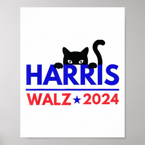 Walz 2024 Funny Cat Election Kamala Harris Tim Wal Poster