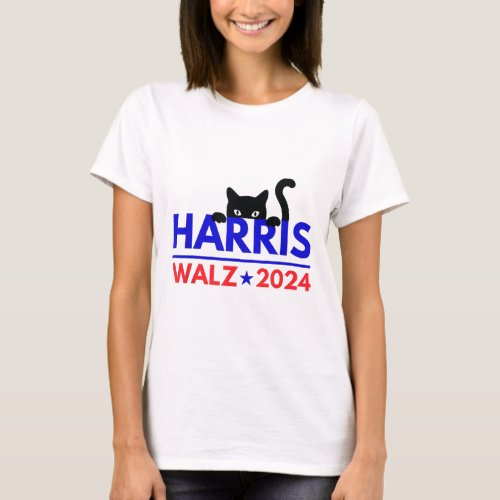 Walz 2024 Funny Cat Election Kamala Harris Tim Wal T_Shirt