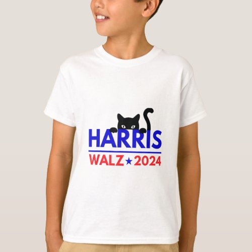 Walz 2024 Funny Cat Election Kamala Harris Tim Wal T_Shirt