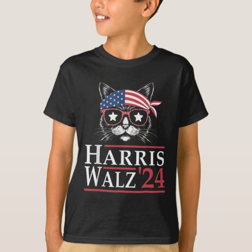 Walz 2024 Funny Cat Election Kamala Harris Tim Wal T_Shirt