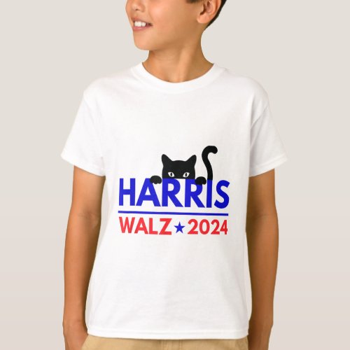 Walz 2024 Funny Cat Election Kamala Harris Tim Wal T_Shirt