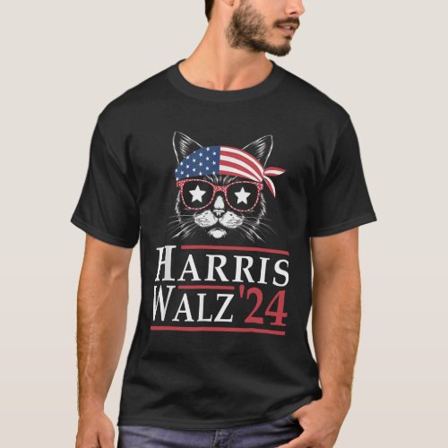 Walz 2024 Funny Cat Election Kamala Harris Tim Wal T_Shirt