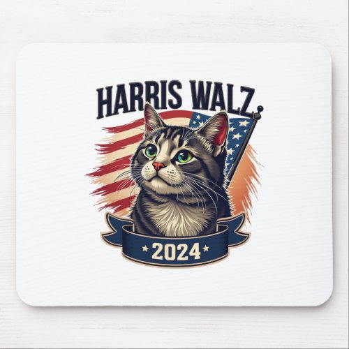 Walz 2024 Funny Cat Kamala Harris Tim Walz Waltz  Mouse Pad