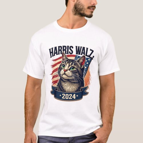 Walz 2024 Funny Cat Kamala Harris Tim Walz Waltz  T_Shirt