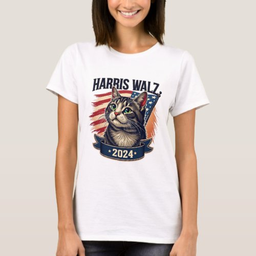 Walz 2024 Funny Cat Kamala Harris Tim Walz Waltz  T_Shirt