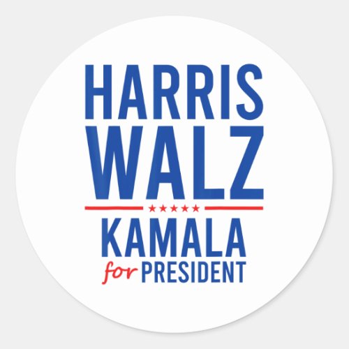 Walz 2024 Kamala Harris For President Tim Walz  Classic Round Sticker