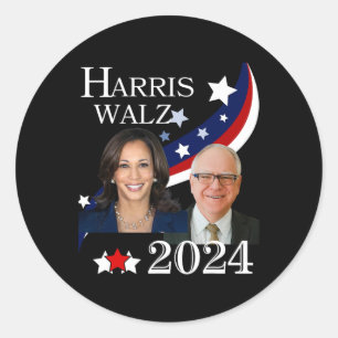 Walz 2024 Presidential Election Campaign Kamala  Classic Round Sticker