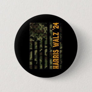 Walz 2024 Presidential Election Kamala Camo Flag  Button