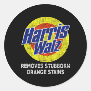Walz 2024 Removes Stubborn Orange Stains Humorous Classic Round Sticker