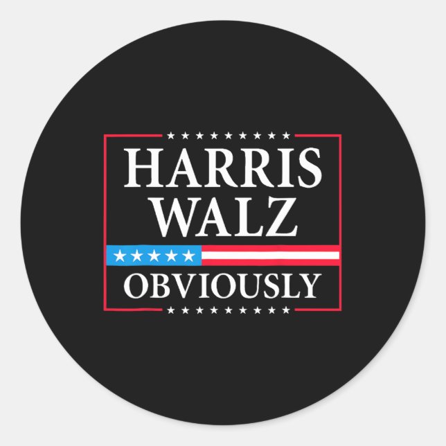 Walz Obviously President Kamala Harris Waltz Elect Classic Round Sticker (Front)