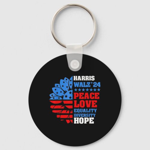 Walz Peace Love Equality Hope Diversity  Keychain