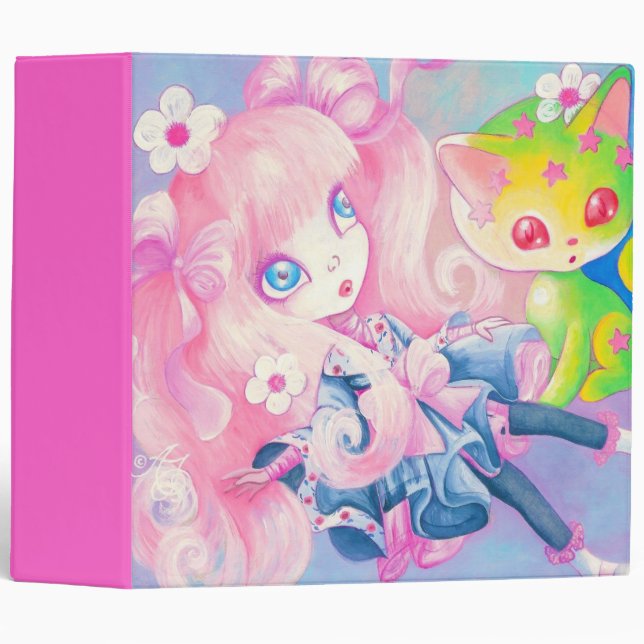Wamono Japanese Girl With Kawaii Kitten Binder (Front/Spine)