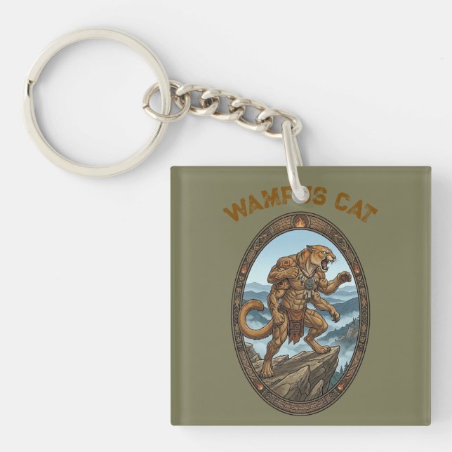 Wampus Cat Mythic Guardian - Appalachian Art Keychain (Front)