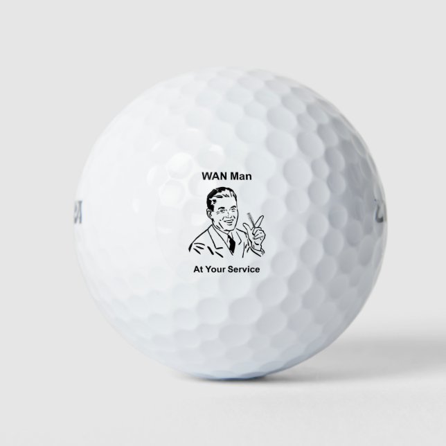 WAN Man At Your Service Retro Tech Golf Balls (Front)