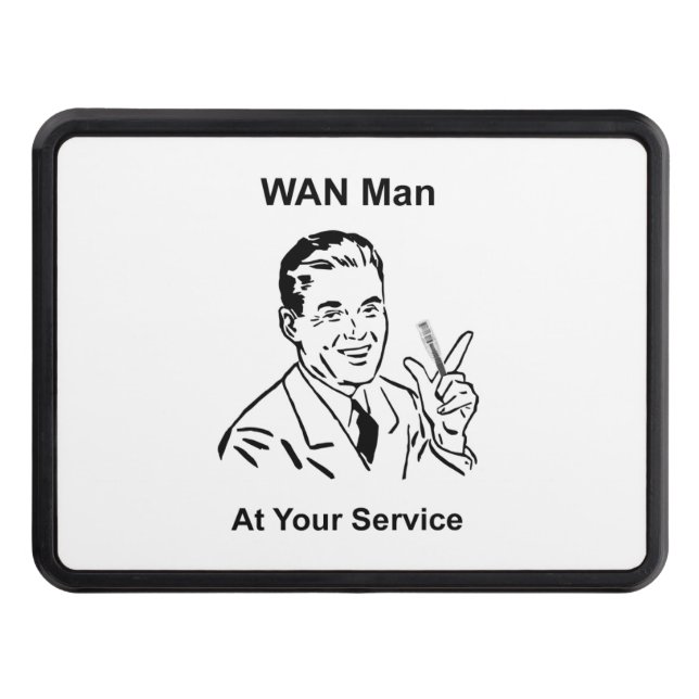 WAN Man At Your Service Retro Tech Hitch Cover (Front)