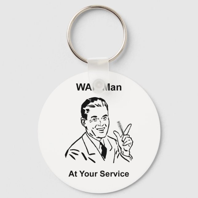 WAN Man At Your Service Retro Tech Keychain (Front)