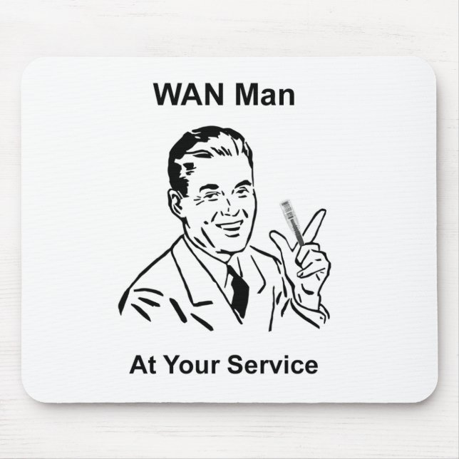 WAN Man At Your Service Retro Tech Mouse Pad (Front)